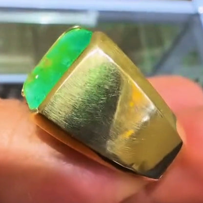 8.0ct Octagonal Cut Colombian Emerald Gold Ring-JEWELBUYS