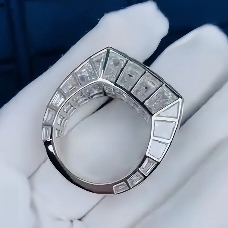 9Ctw Ascher-cut full-set sapphire ring-JEWELBUYS