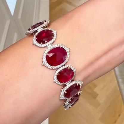120ctw Oval Cut Deep Red Ruby Necklace and Bracelet-JEWELBUYS