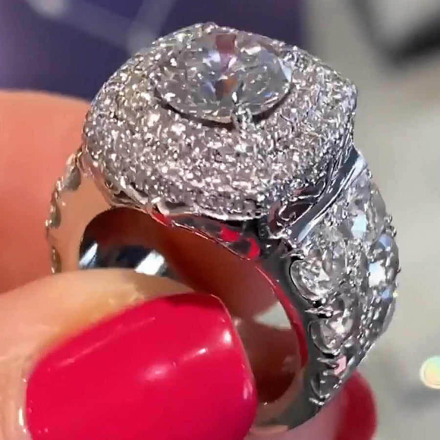 7.6ctw Round Cut Luxury Set Sapphire Engagement Ring-JEWELBUYS