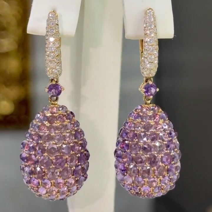 4.0Ctw Amethyst teardrop pendant earrings-JEWELBUYS