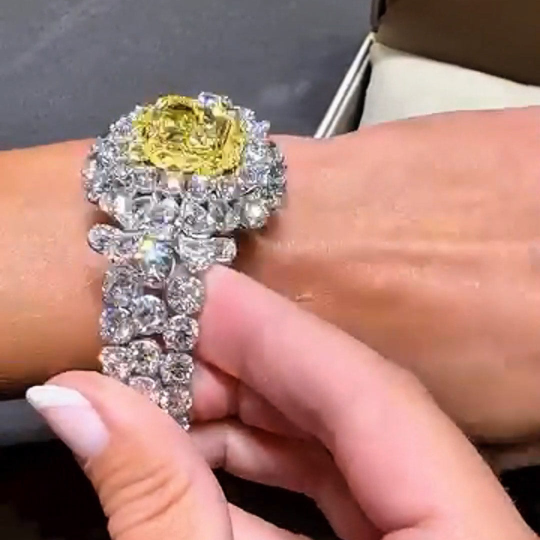 77ctw Radiant Cut Fancy Yellow Sapphire Luxury Bracelet-JEWELBUYS