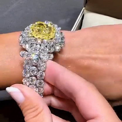 77ctw Radiant Cut Fancy Yellow Sapphire Luxury Bracelet-JEWELBUYS