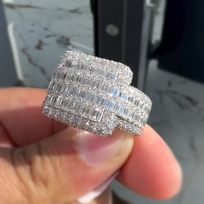 Gorgeous 10 ctw Baguette & Round Cut White Gemstone Pavé Ring for Men and Women -JEWELBUYS