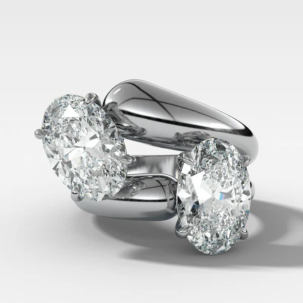 6ctw Oval Sapphire Double Band Engagement Ring-JEWELBUYS