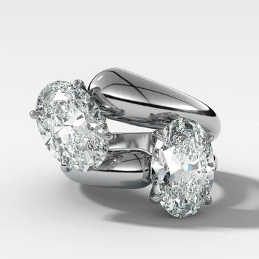 6ctw Oval Sapphire Double Band Engagement Ring-JEWELBUYS