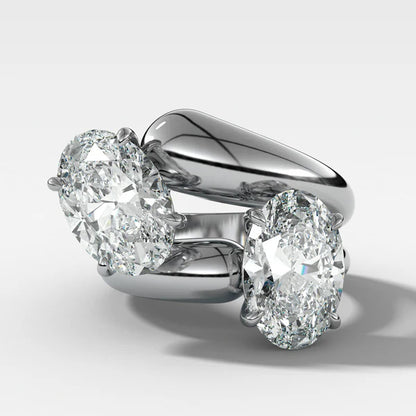 6ctw Oval Sapphire Double Band Engagement Ring-JEWELBUYS