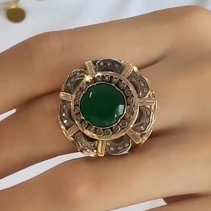 6ctw Vintage Style Round Emerald Luxury Large Ring-JEWELBUYS