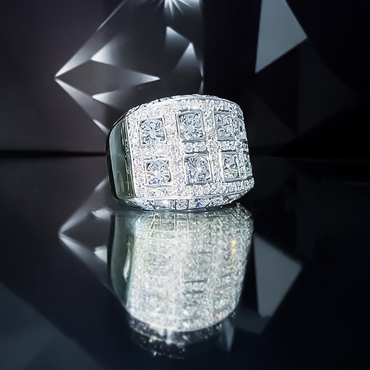 Gorgeous 4 ctw Round Cut White Gemstone Pavé Ring -JEWELBUYS