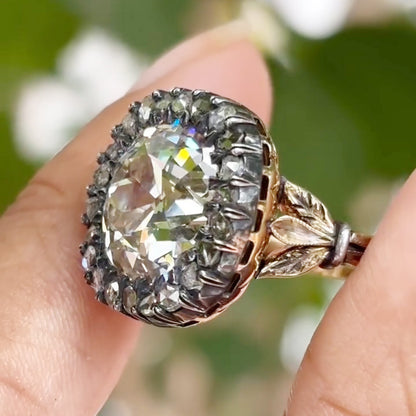 5.8Ctw cushion-cut Georgian antique sapphire engagement ring- JEWELBUYS