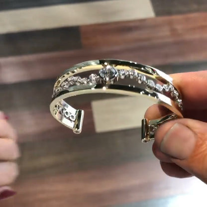 4.0Ctw Round Bezel Sapphire Bangle-JEWELBUYS