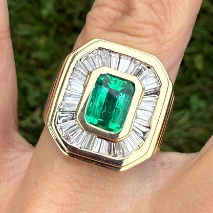 4.0Ctw emeralds and rectangular sapphires ring-JEWELBUYS