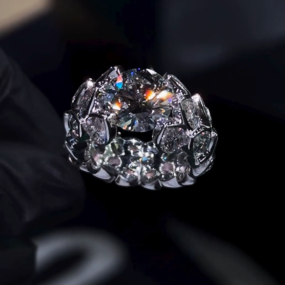 Gorgeous 7 ctw Round & Pear Cut White Gemstone Engagement Ring for Men & Women -JEWELBUYS