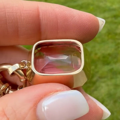 28Ct Radiant Cut Pink Morganite Vintage Style Pendant Necklace-JEWELBUYS