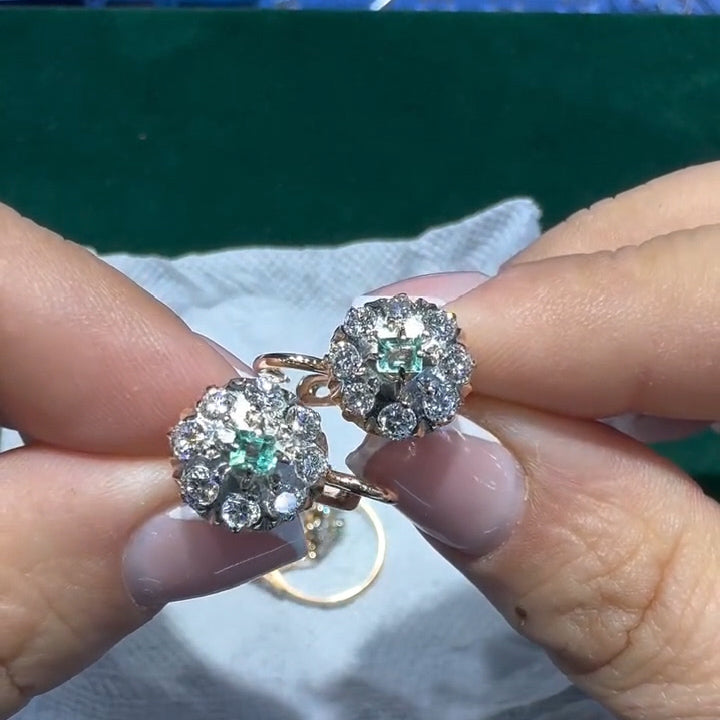 Classic Soviet-era antique sapphire engagement ring and earrings -JEWELBUYS