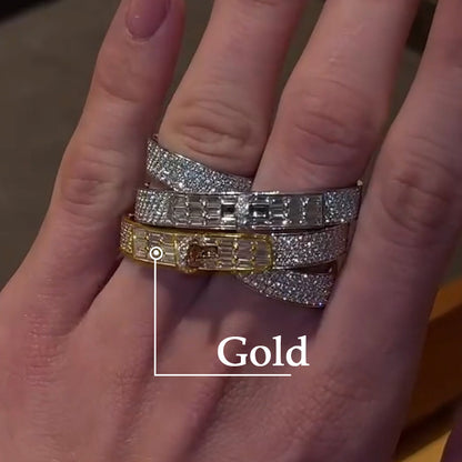 1.57Ctw Rectangular and Round Sapphire Elegant Ring-JEWELBUYS