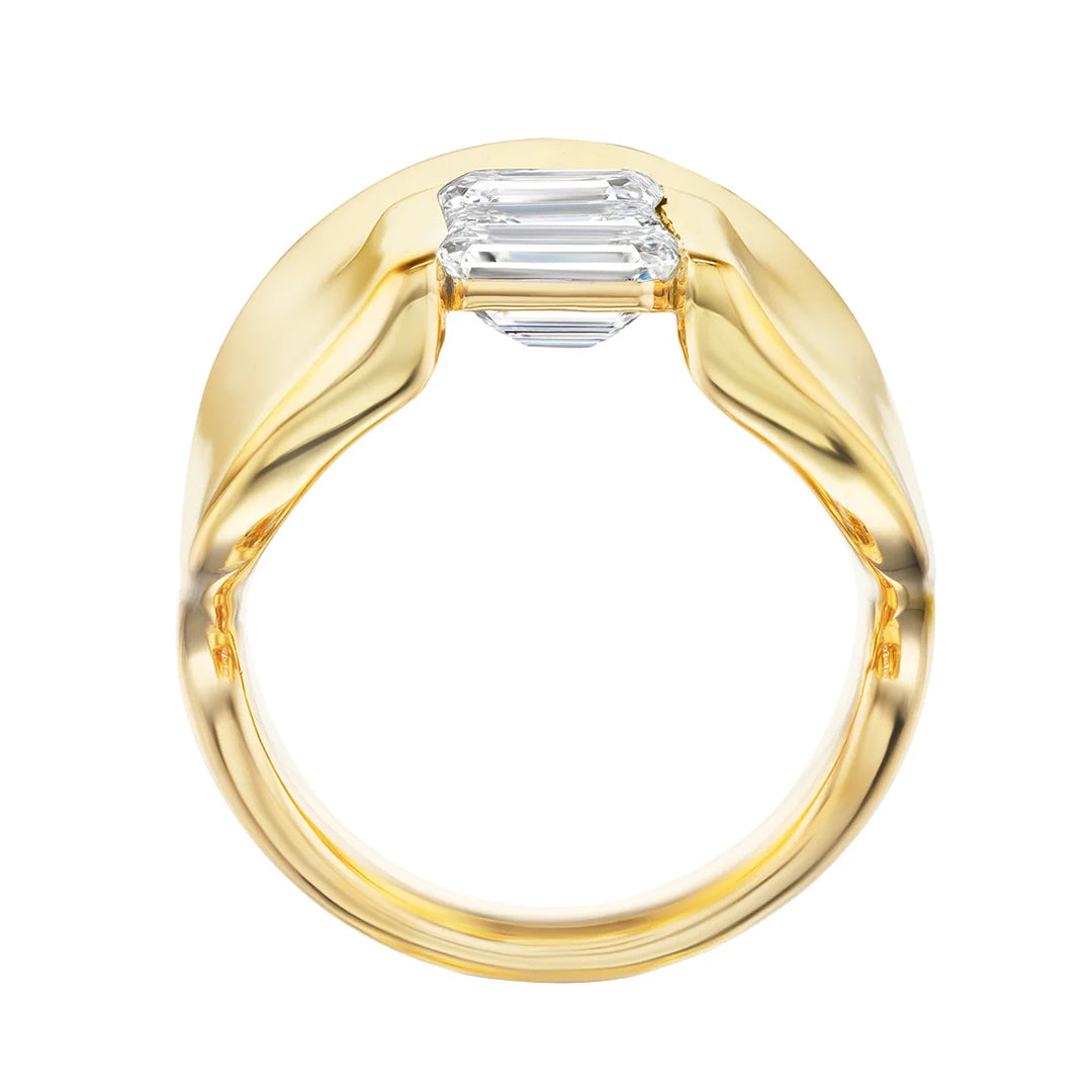 2.52Ctw Emerald-cut Mechanical Shield Sapphire Ring-JEWELBUYS