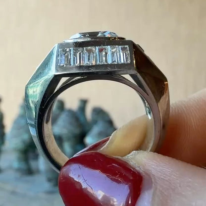 4.6 ctw Cushion-Cut Geometric-Faceted Sapphire Ring-JEWELBUYS