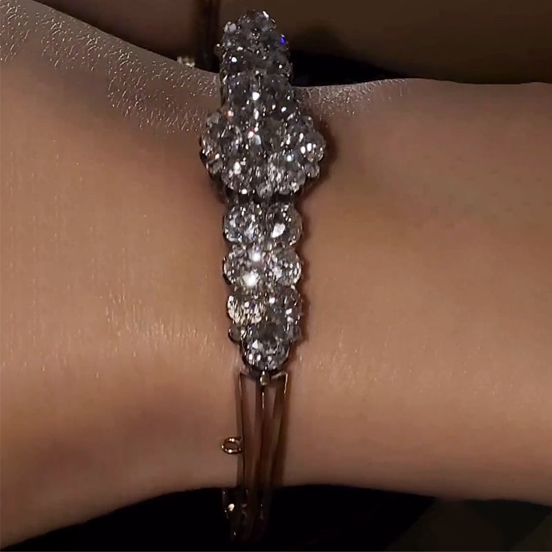 6.5Ctw Round White Sapphire Cluster Vintage Bracelet-JEWELBUYS