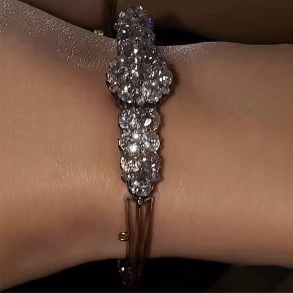 6.5Ctw Round White Sapphire Cluster Vintage Bracelet-JEWELBUYS