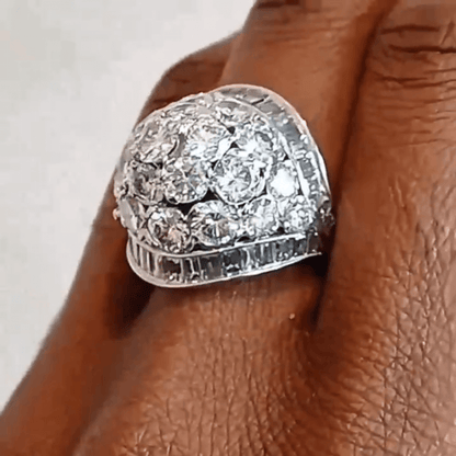 Vintage 5ct French White Sapphire Engagement Ring in Silver-JEWELBUYS