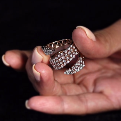 Delicate 2 ctw Round Cut White Gemstone Ribbon Cluster Ring -JEWELBUYS