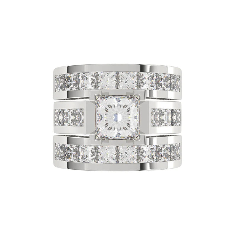 6.01ctw Princess Cut White Sapphire Stacked Engagement Ring-JEWELBUYS