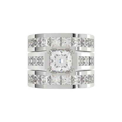 6.01ctw Princess Cut White Sapphire Stacked Engagement Ring-JEWELBUYS