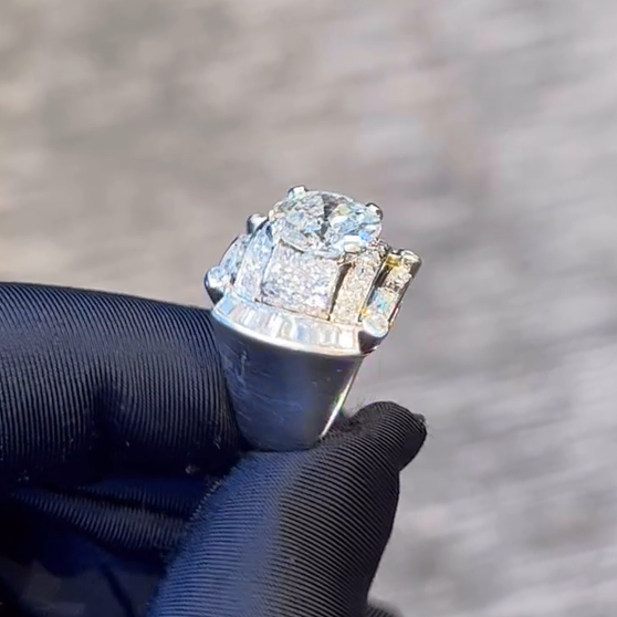 7 ctw Round Cut White Sapphire Vintage Ring for Men and Women - JEWELBUYS