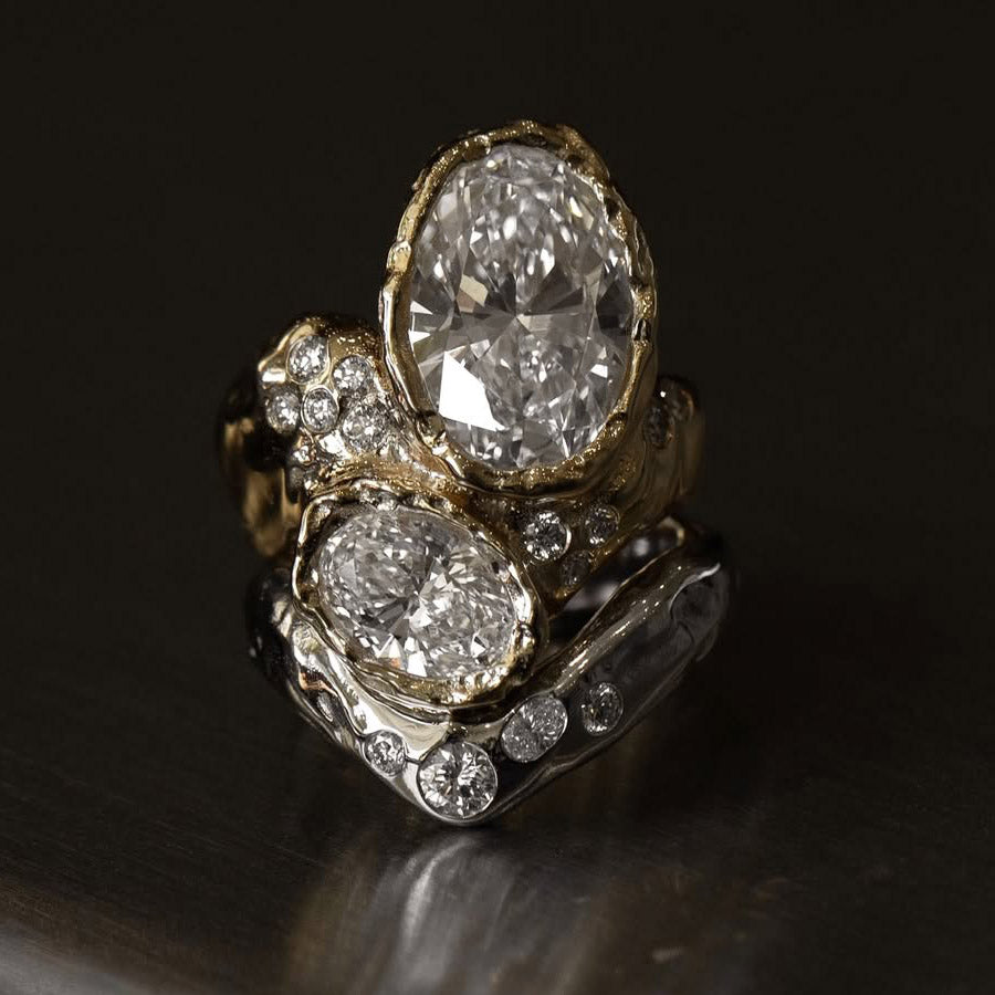 8.0ctw Sculptural Oval Sapphire Ring-JEWELBUYS