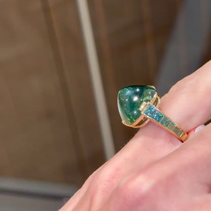 7.0Ctw Sugarloaf Green Sapphire Engagement Ring-JEWELBUYS