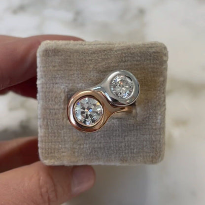 Elegant 2.5ct Round Cut White Sapphire Women's Diamond Ring Mixed in Rose Gold and Silver-JEWELBUYS