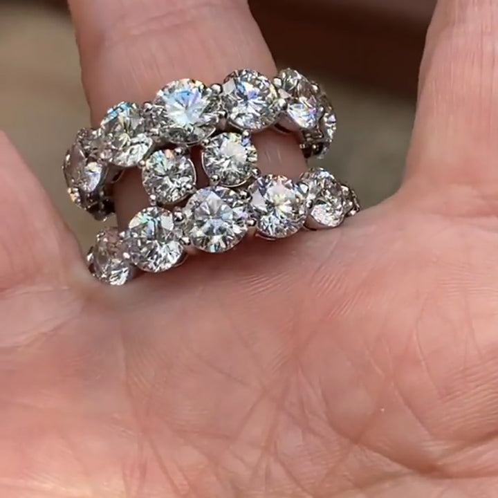 Beautiful 8.0ct Round Cut Double Ring Engagement Ring -JEWELBUYS