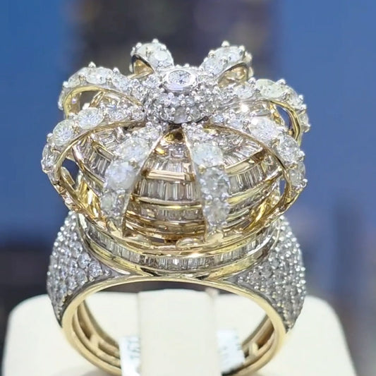 6.5Ctw Round and rectangular cut sapphire king's crown ring- JEWELBUYS