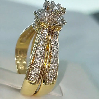 2.67ctw Round Cut White Sapphire Luxury Double Arm Engagement Ring-JEWELBUYS