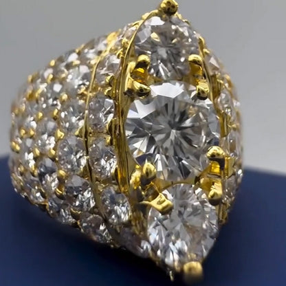 5.0Ctw Round Cut Sapphire Full-Set Engagement Ring- JEWELBUYS