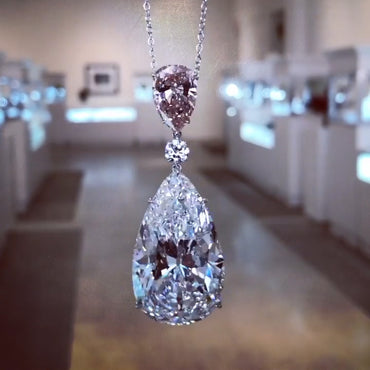 11.92Ctw Pear-shaped Sapphire Three-stone Pendant Necklace-JEWELBUYS