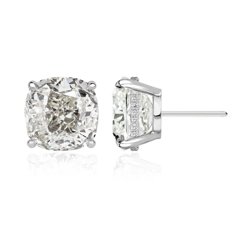 Classic 7.5ctw Cushion Cut White Sapphire Halo Stud Earrings-JEWELBUYS