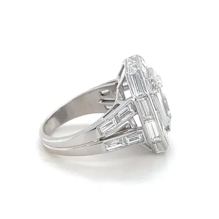 4.06ct Emerald Cut White Sapphire Engagement Ring-JEWELBUYS