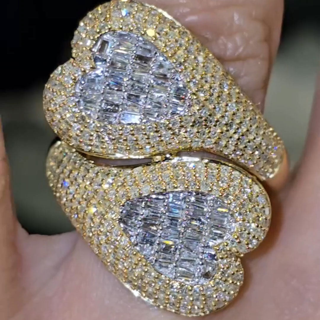 4.85ctw Baguette Sapphire Unique Design Bypass Ring-JEWELBUYS
