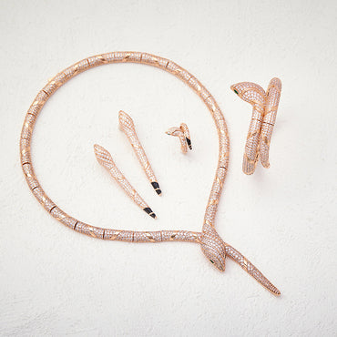 Luxury snake necklace, earrings, ring, and bracelet set-JEWELBUYS