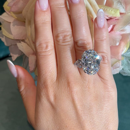 8.85Ctw Oval Heart-Shaped Three Sapphire Engagement Ring-JEWELBUYS