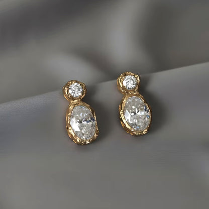 3.0Ctw round and oval-cut white sapphire double earrings-JEWELBUYS