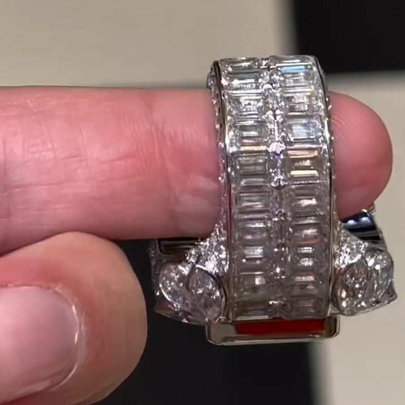 12ctw Emerald Cut Full Diamond Champion Ring -JEWELBUYS