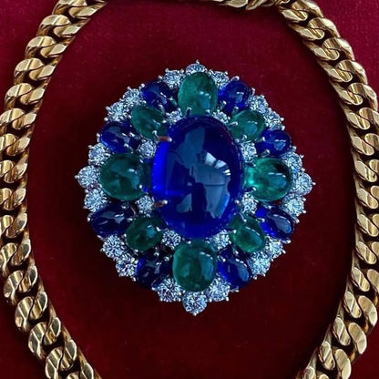 4.8Ctw Cabochon Gemstone Vintage Ring Brooch-JEWELBUYS