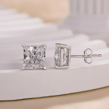 2.0ct Princess Cut Sapphire Stud Classic Earrings - JEWELBUYS