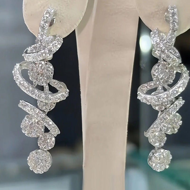 2.0ctw Exquisite Spiral Sapphire Dangle Earrings And Ring-JEWELBUYS