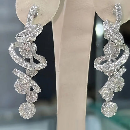 2.0ctw Exquisite Spiral Sapphire Dangle Earrings And Ring-JEWELBUYS