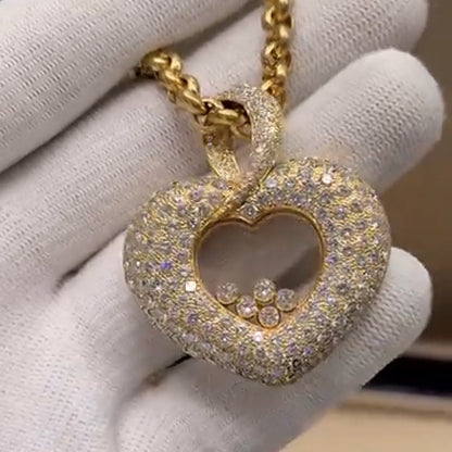 2.35Ctw Scattered Transparent Sapphire Heart Pendant Necklace-JEWELBUYS