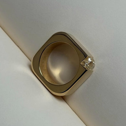 0.88Ct antique-cut single gemstone ring-JEWELBUYS